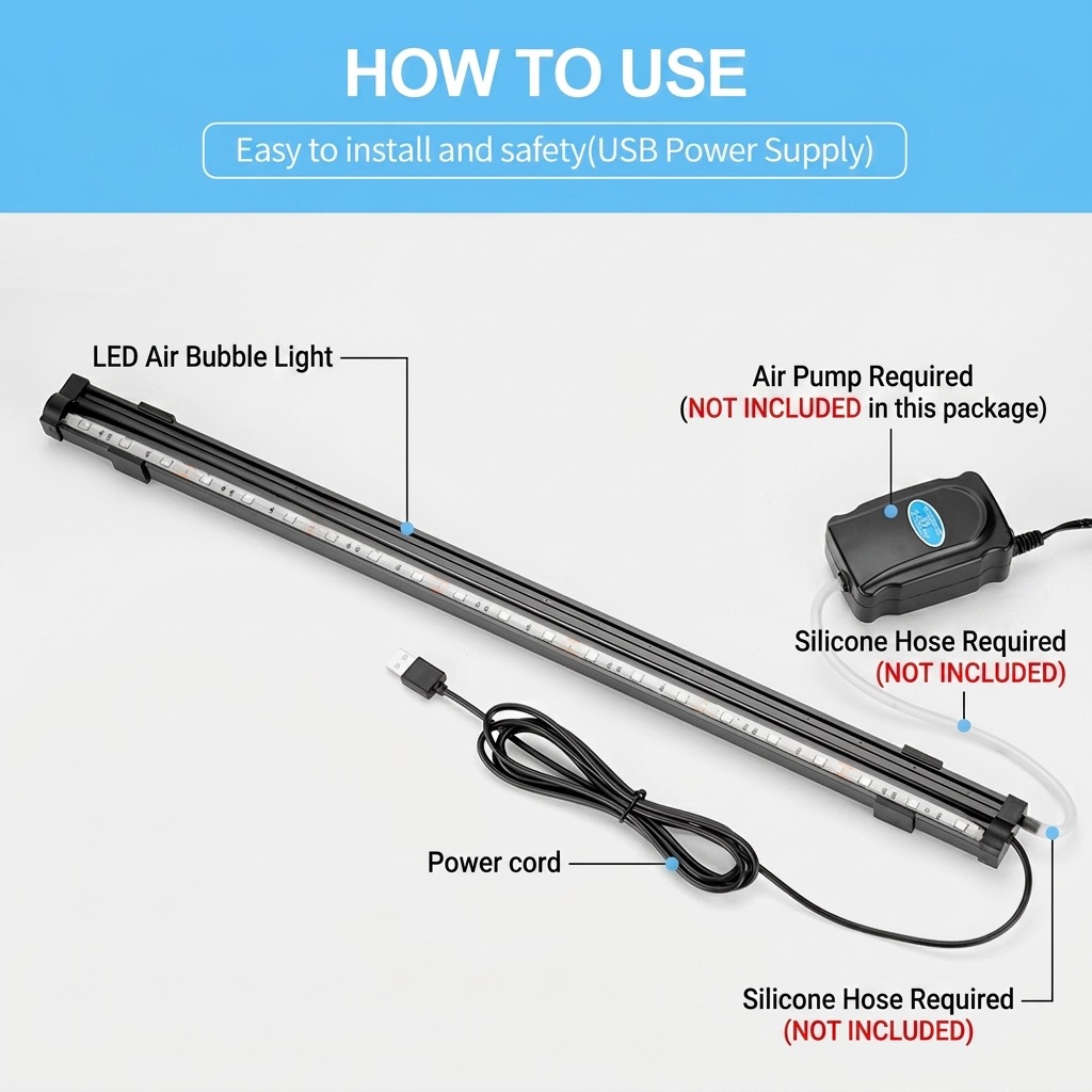 USB LED Aquarium Air Bubble Li - Aquarium Marine Light recension och pris
